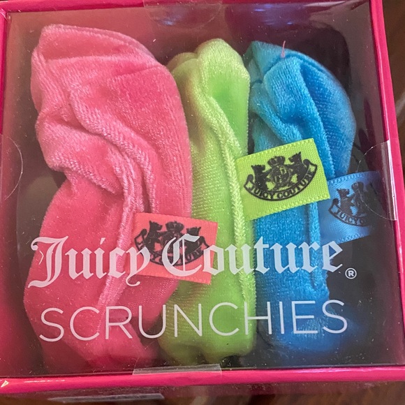 Juicy Couture Vibrant Scrunchies Trio - Pink, Lime, Sky Blue - Picture 1 of 4